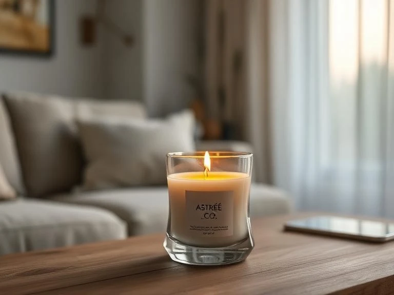 Astreé Co. candle in a modern minimalist interior