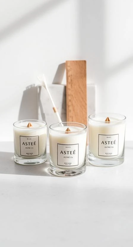Astreé Co. candle sizes: 4 oz, 6 oz, 8 oz